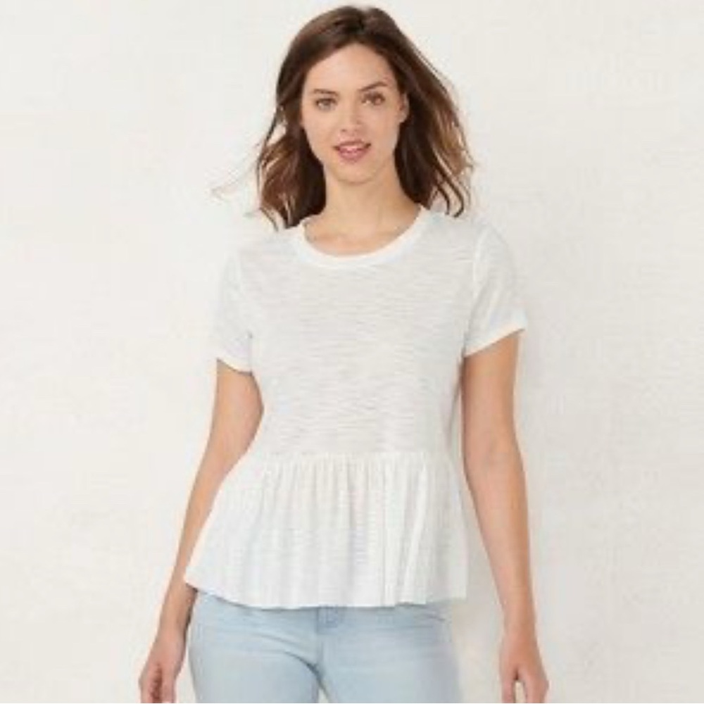 LC Lauren Conrad White Peplum Top